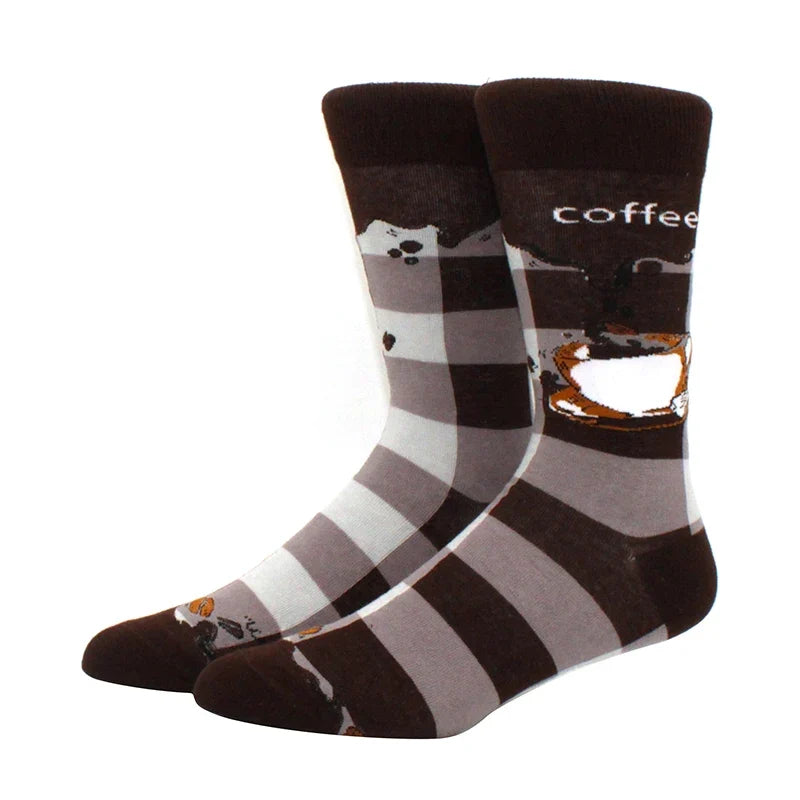 Funny Cartoon Fashion Cotton Socks – Hip Hop Skateboard Style Socks for Men & Women, Beer, Pizza, Astronaut & Pineapple Print Casual Wear Socks