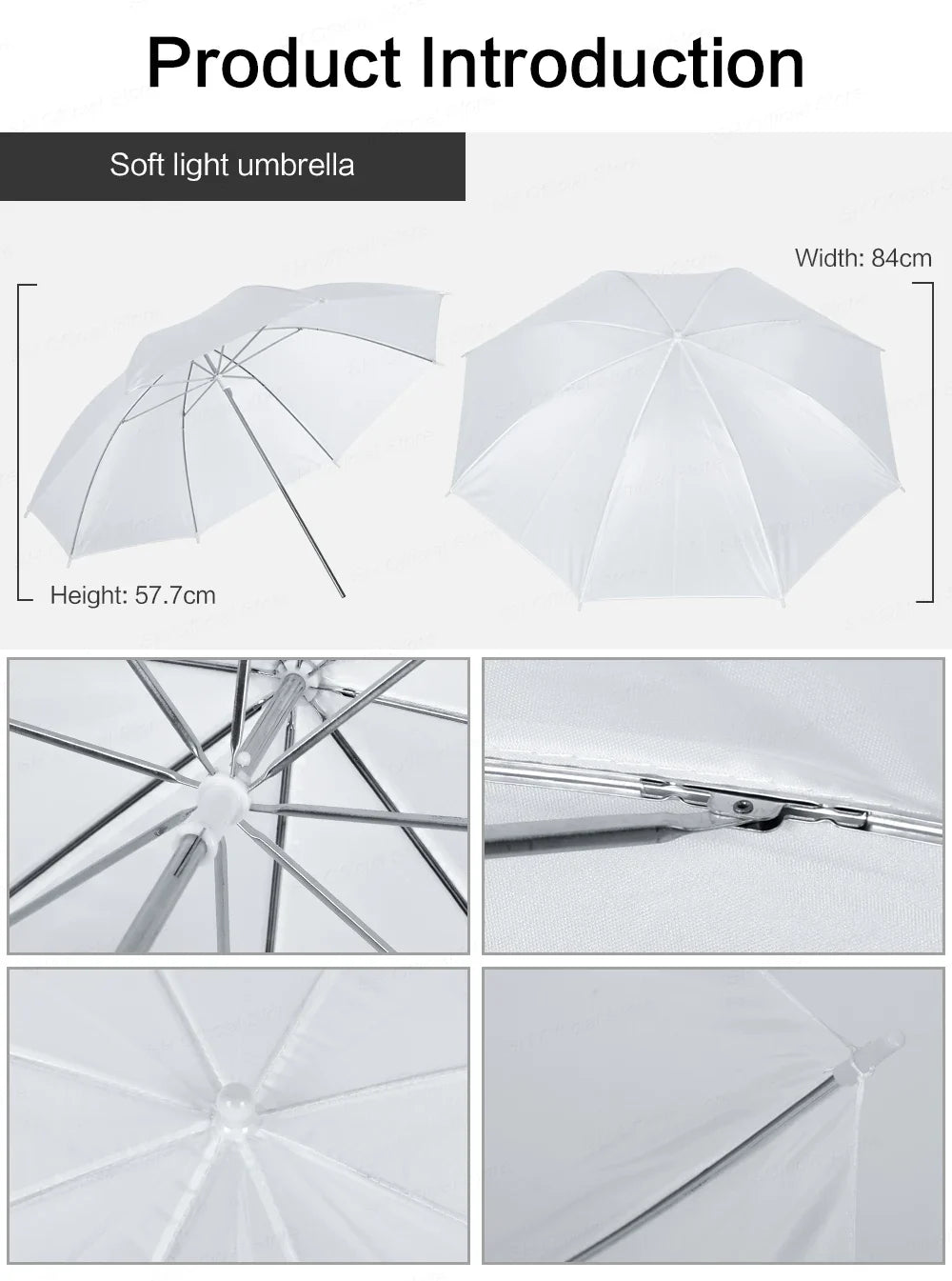 4-Pack 33"/83cm Soft White Translucent Umbrellas — Photo & Video Studio Lighting Diffusers for Photography Flash