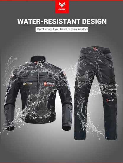 DUHAN Windproof Motocross Jacket & Pants for Men – Wear-Resistant Motorcycle Gear with Body Armor, Winter Moto Clothing
