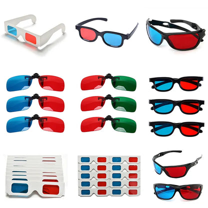 Black Frame Red Blue 3D Glasses - 1/2/10pcs Pack for Home Theater, Anaglyph 3D Movies, TV, DVD, Game, and Video Viewing