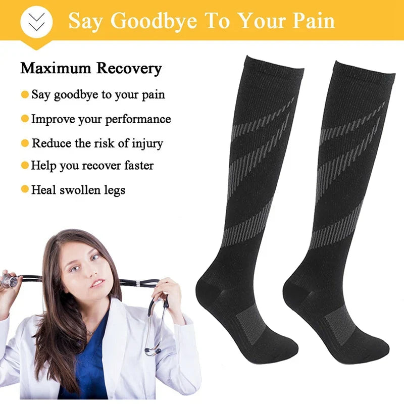 Compression Socks for Varicose Veins, Diabetics, and Sports – Nursing, Cycling, Running, Hiking Gift for Men