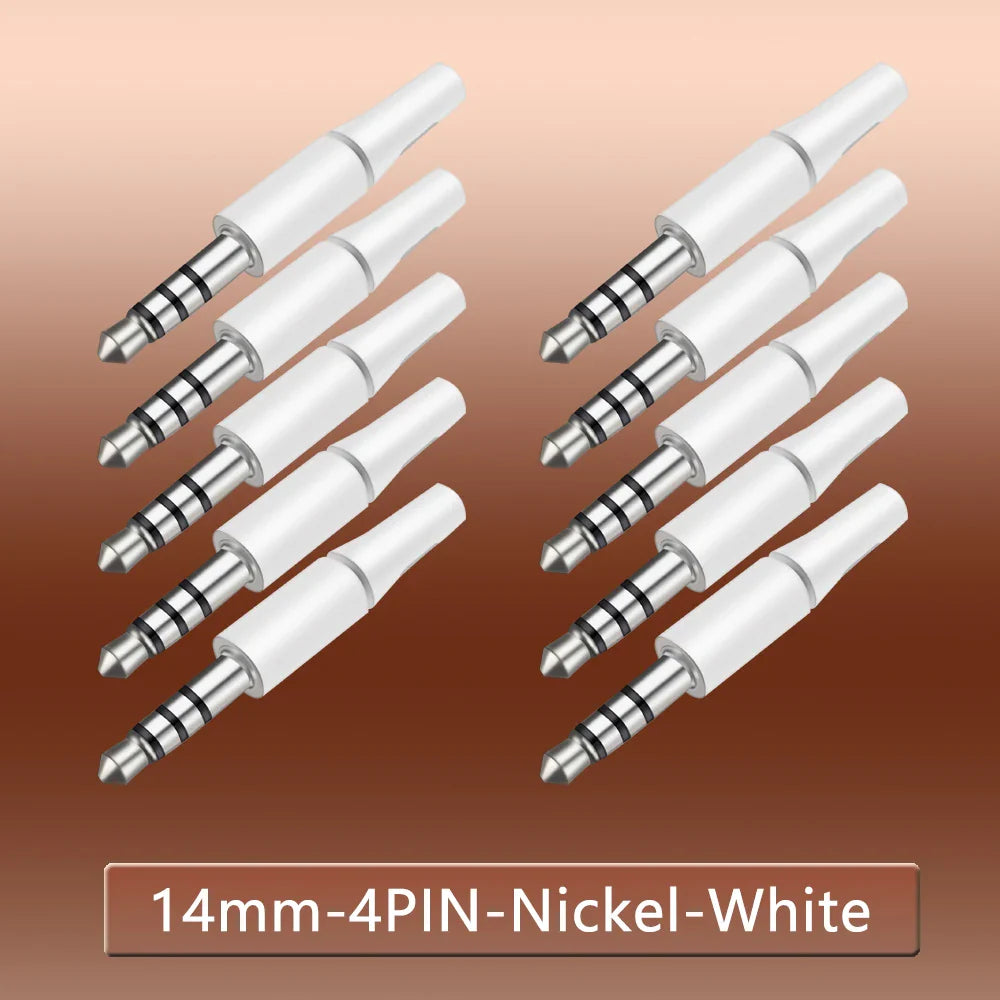 10pcs White & Black 3.5mm Stereo Headset Plug Adapter 3/4 Poles Audio Jack Connector for iPhone 2.5mm