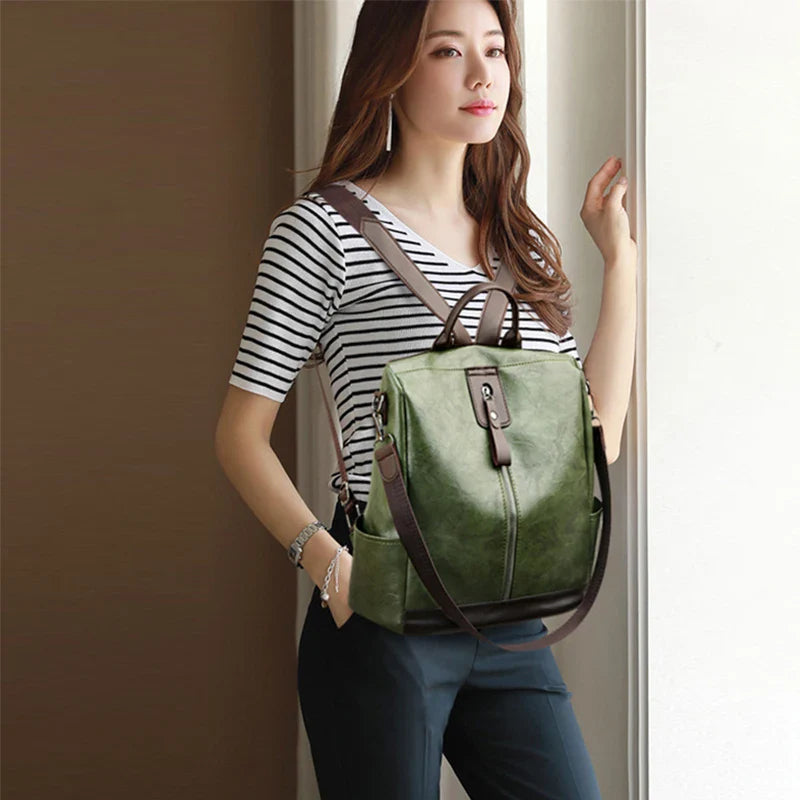Fashion Anti-Theft Women's Backpack - High-Quality PU Leather, Large Capacity, Travel Shoulder Handbag