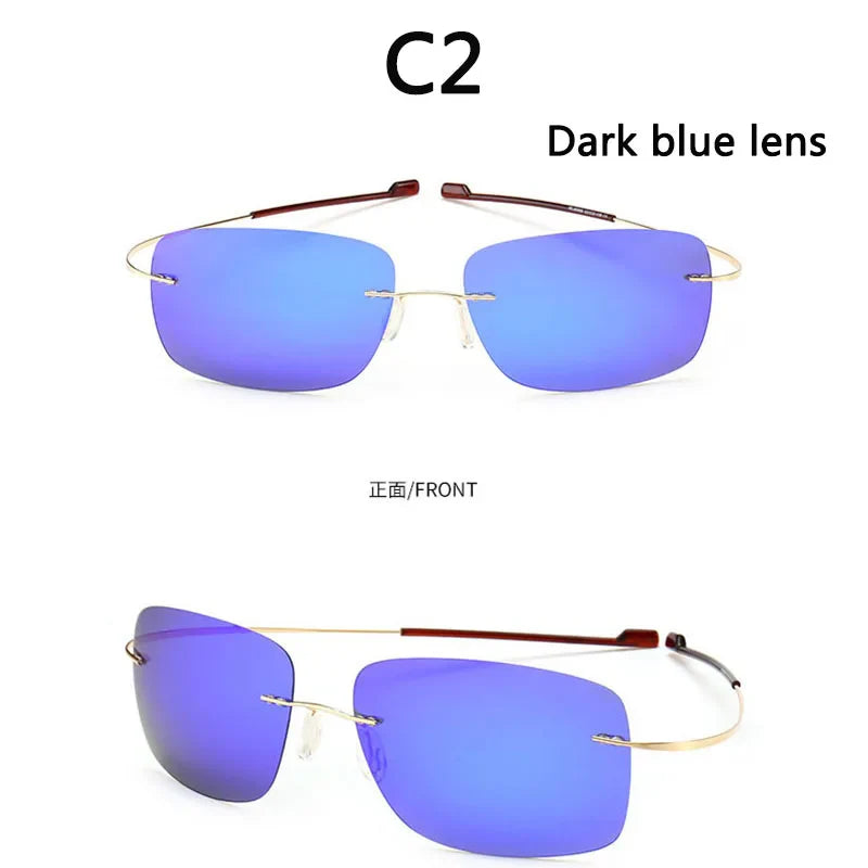 2025 New Cool 100% Pure Titanium Rimless Sunglasses – Polarized Grey Lenses, Super Thin, UV400 Protection, Oculos De Sol