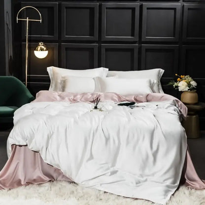 Liv-Esthete 100% Silk Bedding Set - Mulberry Silk Quilt Cover, Bed Sheet & Pillowcase, Queen/King Size Bed Linen