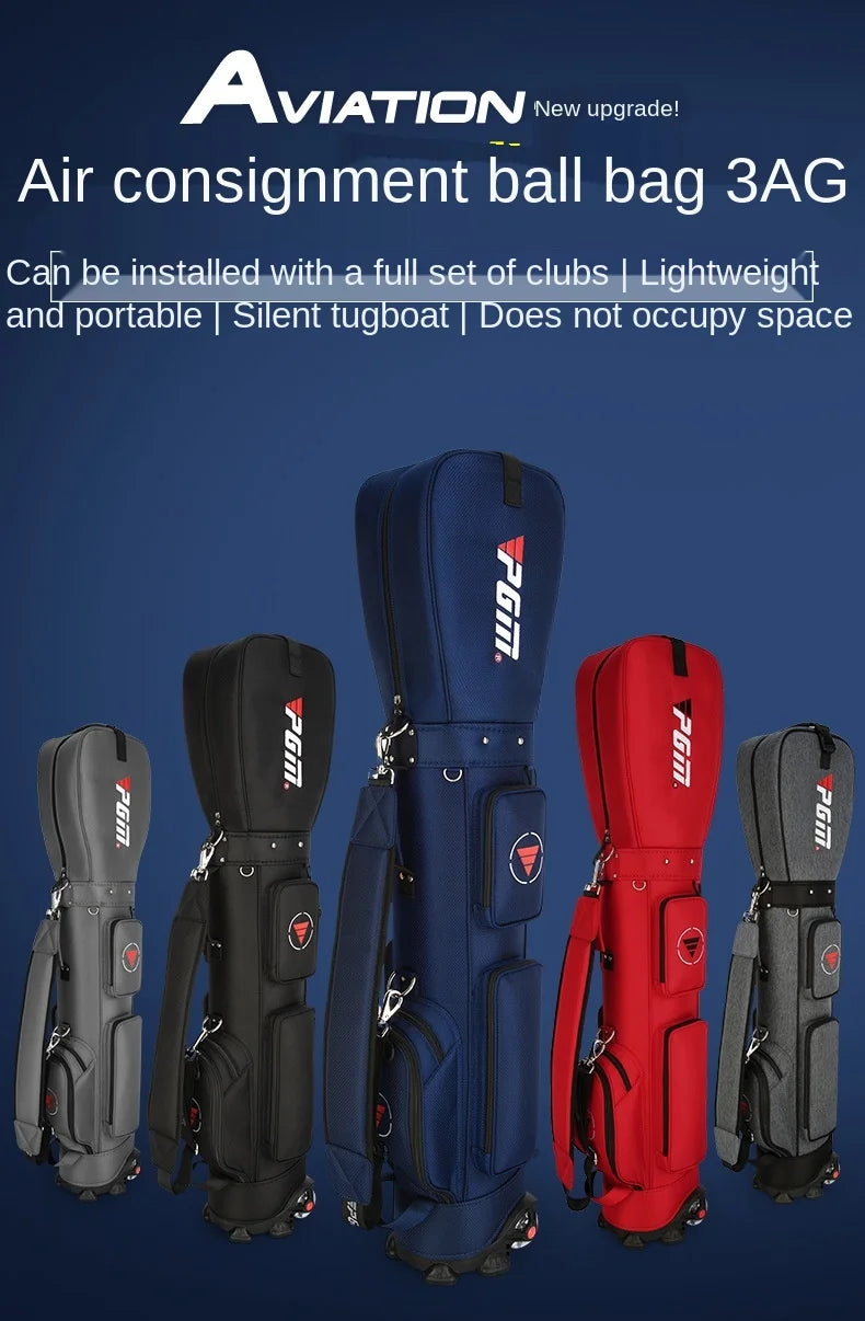PGM Ultra-Light Golf Bag with Wheels QB069 – Large Capacity Sport & Aviation Bag with Multifunctional Ball Storage