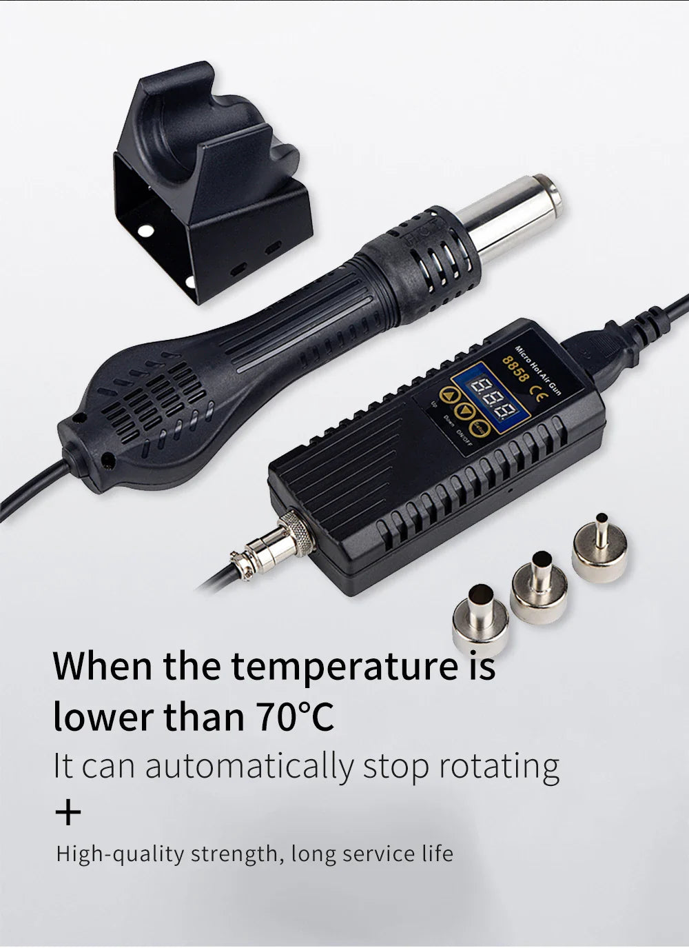 JCD 750W Heat Gun – Digital Display Micro Rework Soldering Station & Hot Air Gun for Welding & Repair, Model 8858