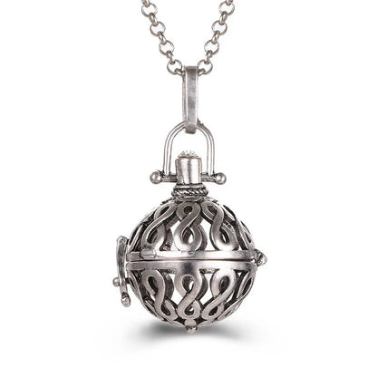 Mexico Music Ball Hollow Zircon Pendant Necklace – Vintage Perfume Aromatherapy Locket for Women