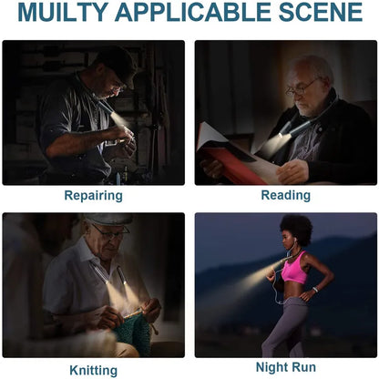 USB Rechargeable LED Neck Reading Lamp - High-Quality, Hands-Free Portable Book Light for Camping, Repairing, and Lighting