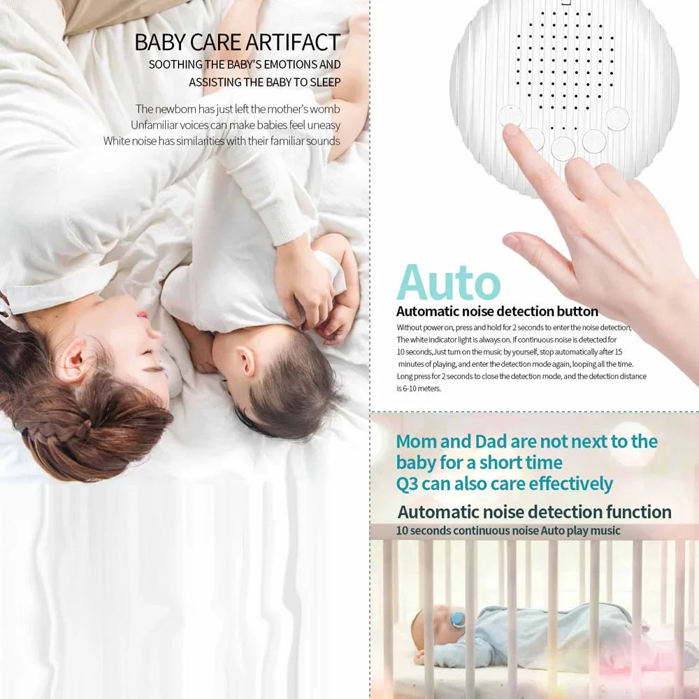 Portable White Noise Sound Machine | Baby Sleep Machine with 10 Soothing Sounds | Volume Adjustable | Built-in Rechargeable Battery