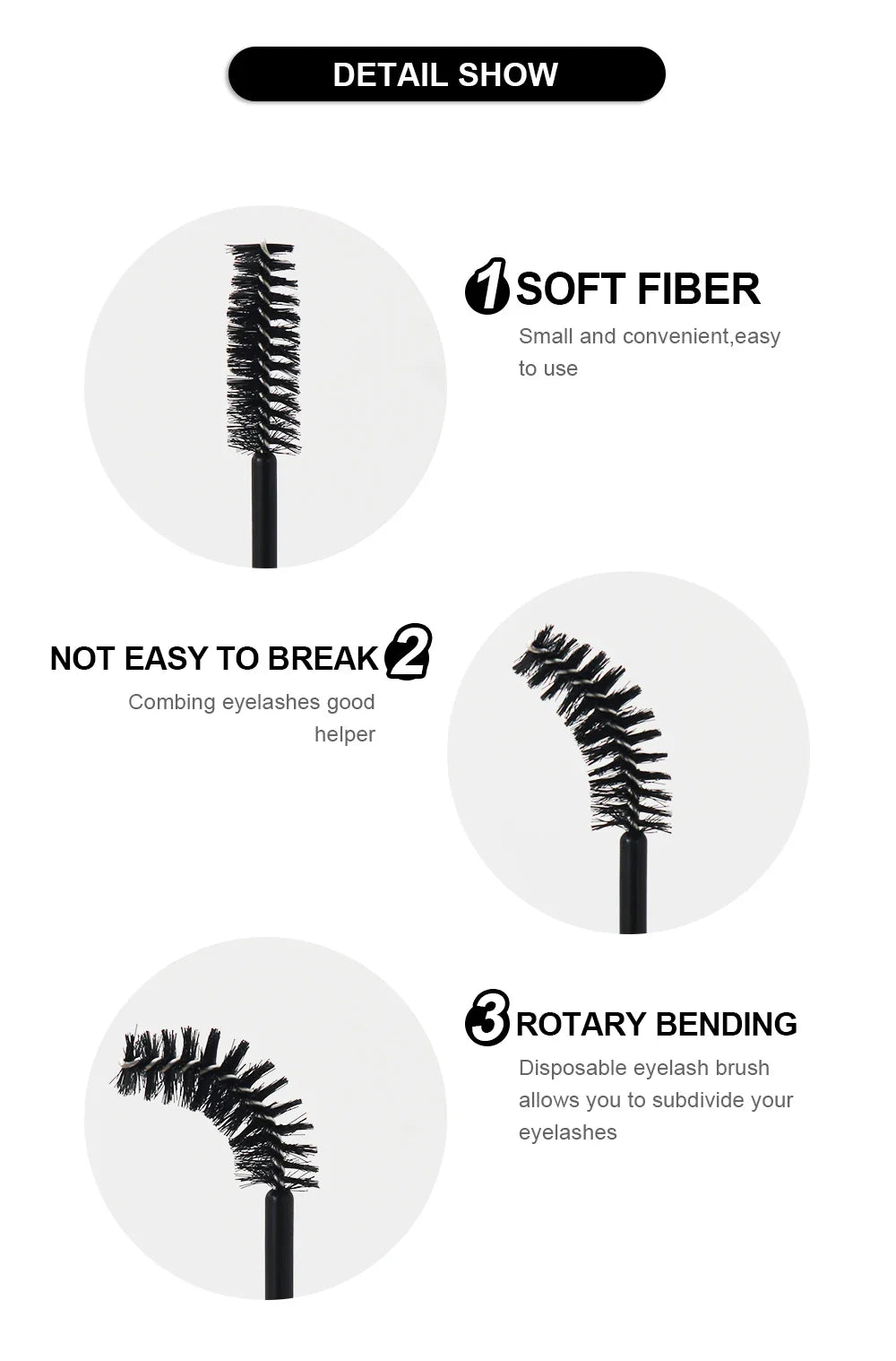 ANNAFRIS 50pcs Disposable Eyelash & Eyebrow Brushes — Soft Crystal Lash Extension Mascara Wands Makeup Tools