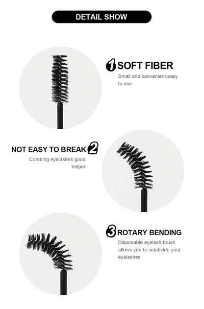 ANNAFRIS 50pcs Disposable Eyelash & Eyebrow Brushes — Soft Crystal Lash Extension Mascara Wands Makeup Tools