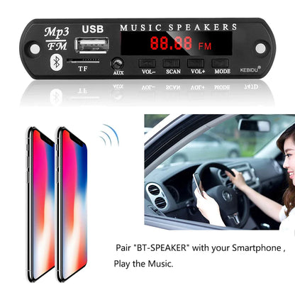 KEBIDU 9V/12V Car Radio Stereo MP3 Decoder Board - Bluetooth Wireless MP3 Player with USB, TF, and Remote Control