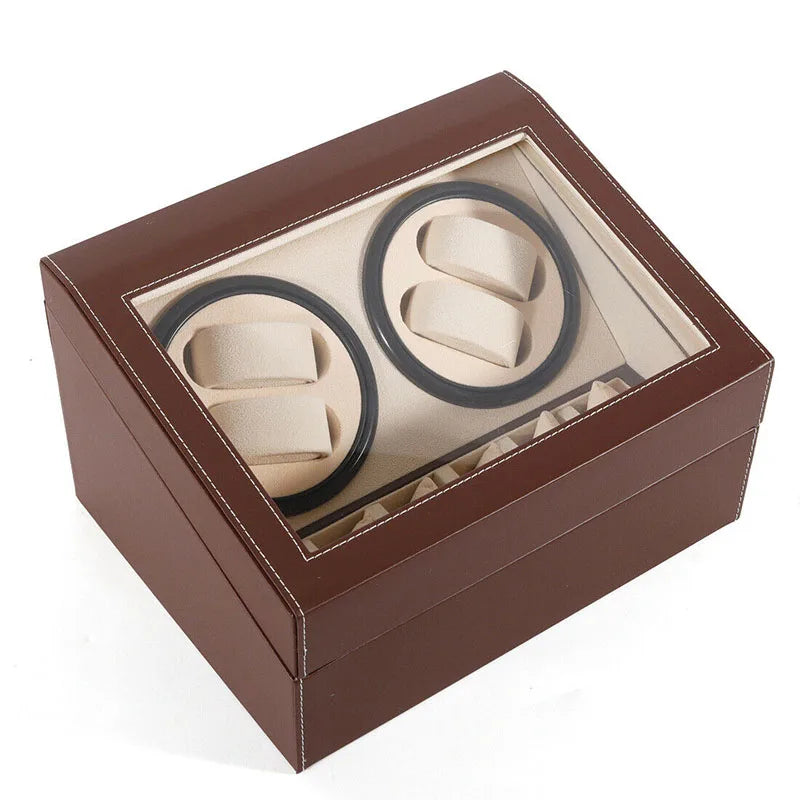 Hot Sale Luxury 4+6 Automatic Watch Winder - High-Quality Black/Brown Display and Storage Box for 10 Watches
