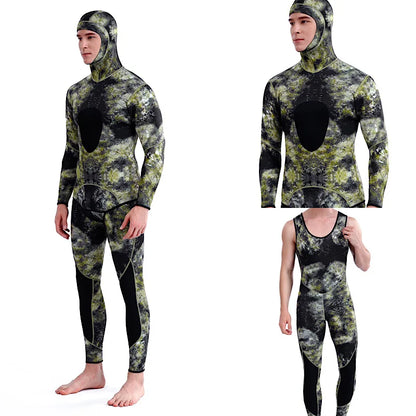 2024 Neoprene Scuba Diving Wetsuit – 1.5/3MM Winter Warm Hooded Suit with Front Zipper for Men, Surfing, Snorkeling & Spearfishing