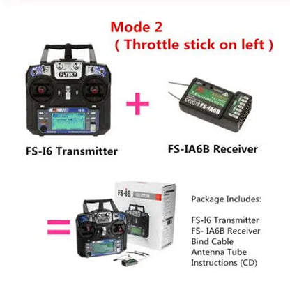 Flysky FS-i6 2.4G 6CH RC Transmitter Controller – FS-iA6 Receiver for Helicopter, Plane, Quadcopter & Glider
