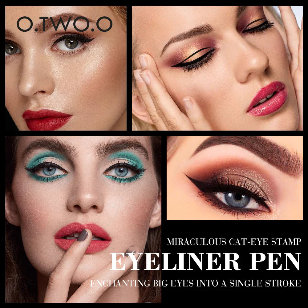 O.TWO.O Black Liquid Eyeliner Pen – Double-Ended Waterproof Fast-Dry Eye Liner for Women