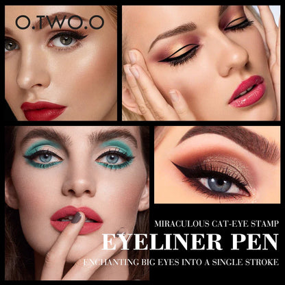 O.TWO.O Black Liquid Eyeliner Pen – Double-Ended Waterproof Fast-Dry Eye Liner for Women