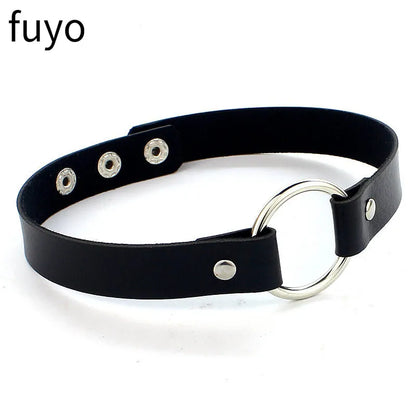 Black Cross Gothic Punk PU Leather Choker – Rock Necklace Jewelry for Women and Men