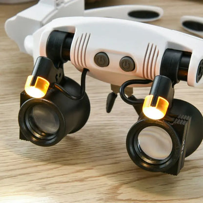 LED Double Lens Magnifying Glasses – Loupe Lamp for Watchmaking, Jewelry & Detail Work