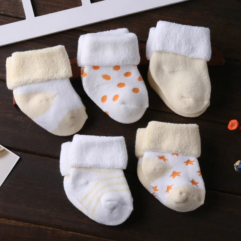Kiddiezoom 5 Pairs Non-Skid Baby Socks – Unisex Cotton Shoes for 0-12 Months Baby Boys & Girls