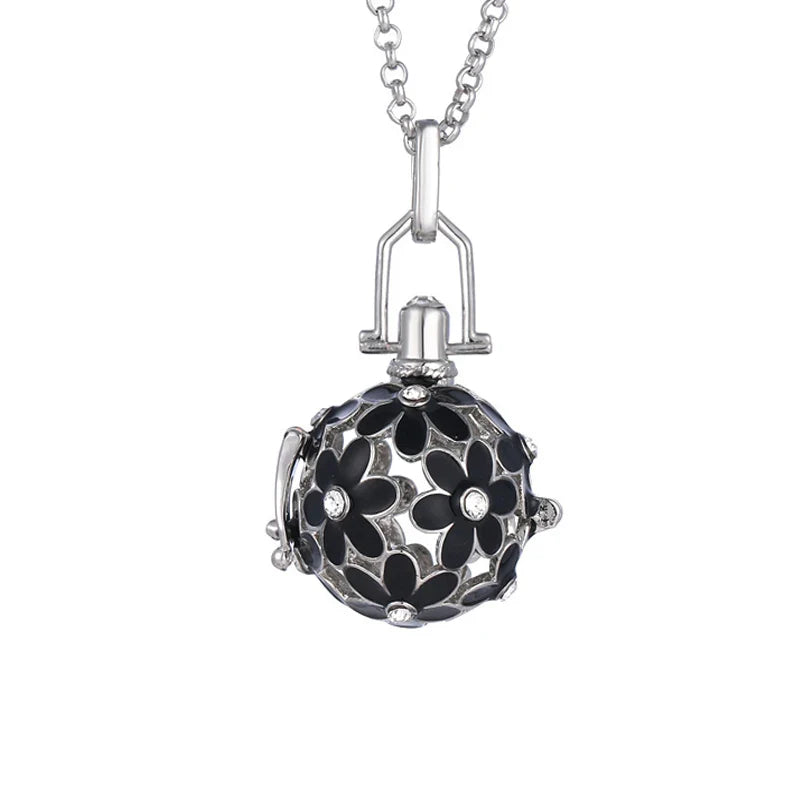 Mexico Music Ball Hollow Zircon Pendant Necklace – Vintage Perfume Aromatherapy Locket for Women