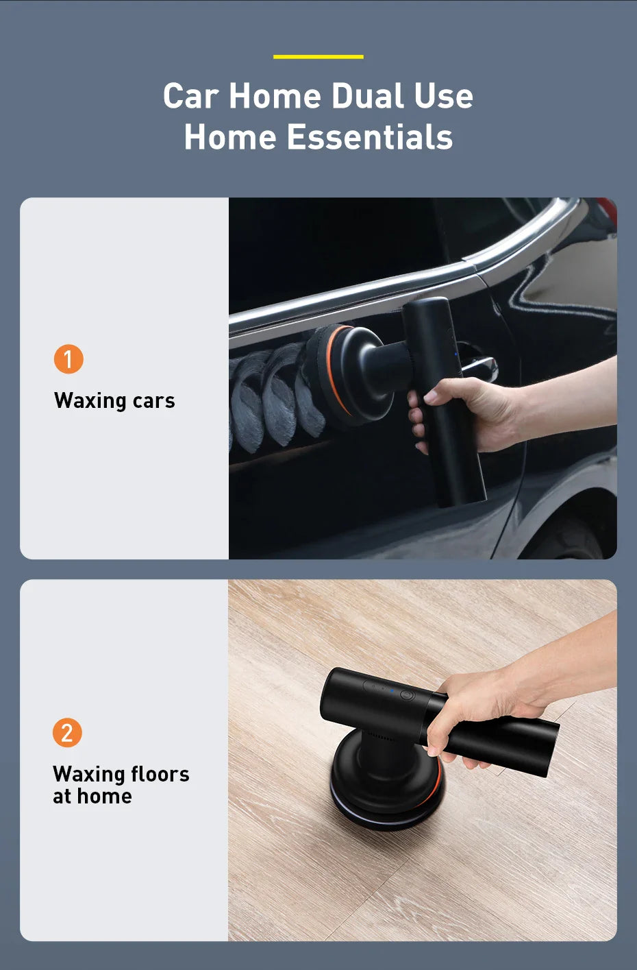 Baseus Wireless Car Polisher — Cordless Electric Waxing & Polishing Machine with Adjustable Speed for Auto Detailing