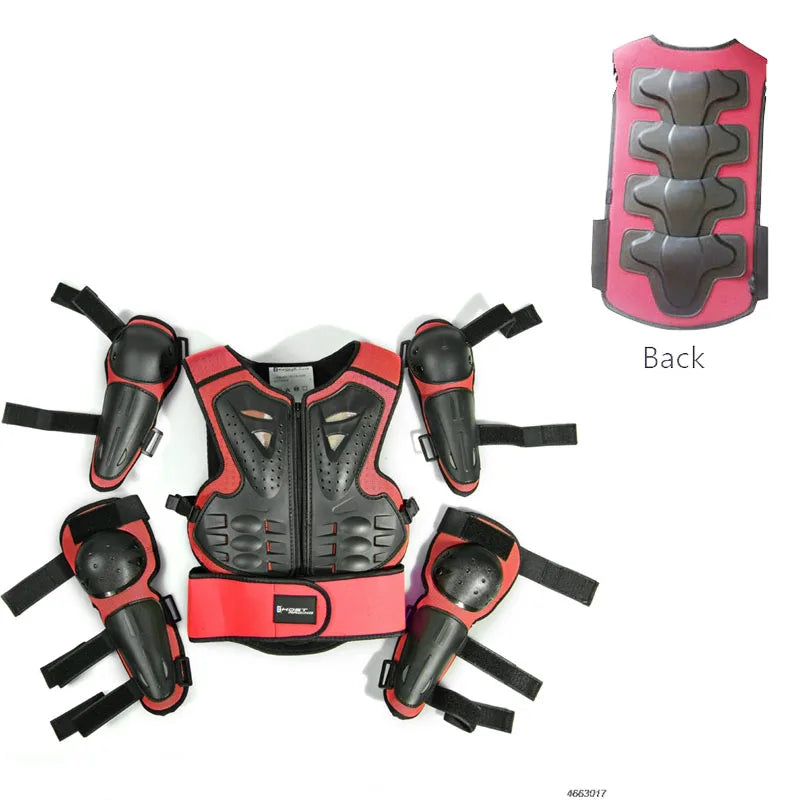 Kids Motocross Body Armor Vest – Chest, Spine & Knee Protection Gear for Boys & Girls (Height 0.85–1.7m)