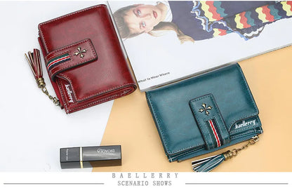 Fashion Small Leather Wallet for Women — Stylish Zipper & Hasp Card Holder, High-Quality Short Credit Card Purse