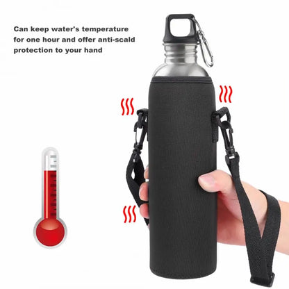 1L Neoprene Water Bottle Carrier Bag - Insulated Bottle Cover Pouch with Adjustable Shoulder Strap