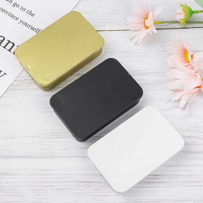 Metal Rectangular Mini Tin Box – Hinged Push-Top Candy, Pill & Small Storage Container