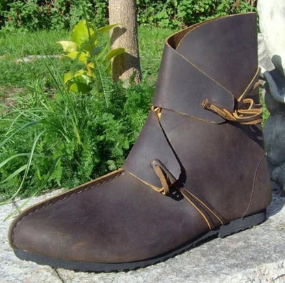 Men’s Medieval Cosplay Boots – PU Leather Ankle Shoes, Victorian Renaissance Style