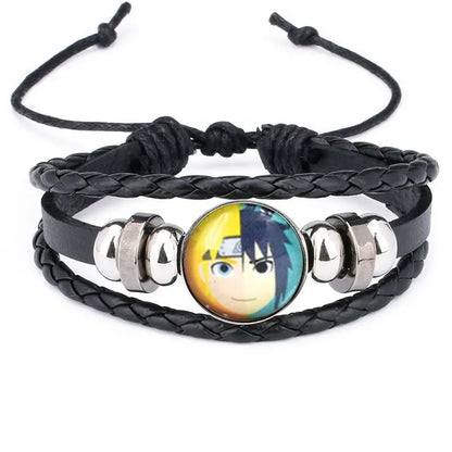 Anime Sharingan Eye Leather Bracelet – Vintage Goth Fashion Bangle for Men Fans Jewelry Gift