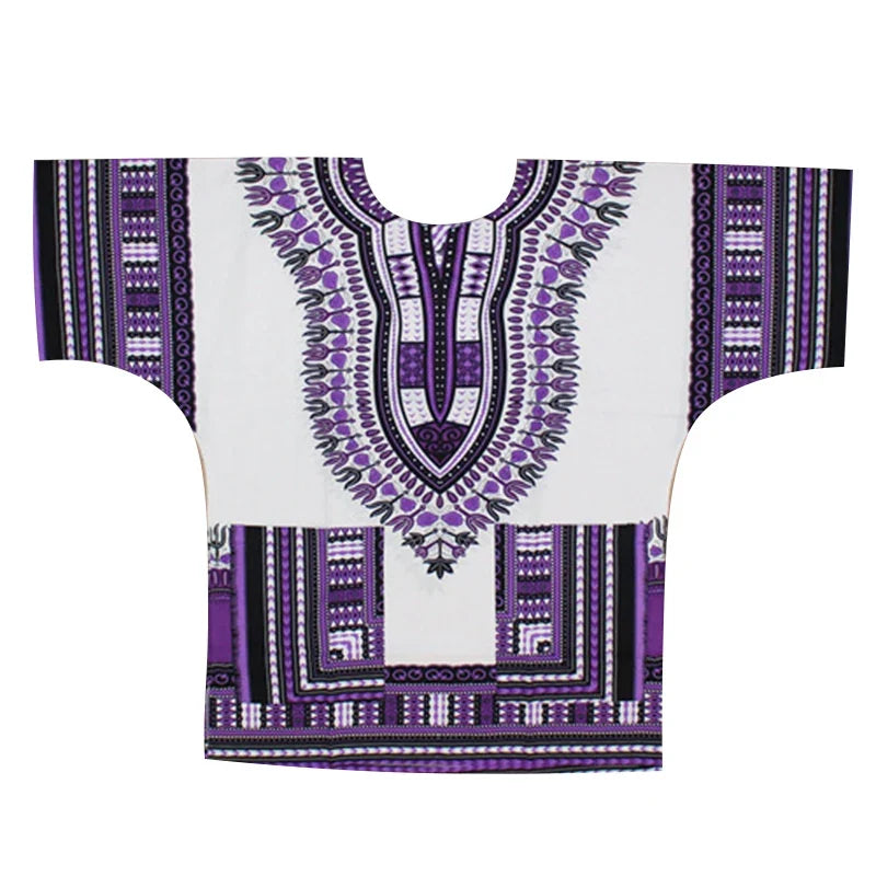 African Dashiki Cotton T-Shirt - Traditional Printed Unisex Fashion Top with Vibrant Ethnic Style Design