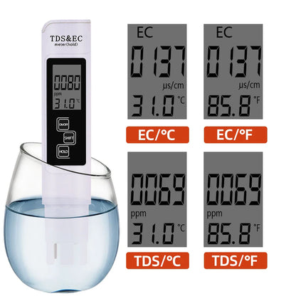 PH & TDS Meter Digital Water Quality Tester - 0-14 PH, 0-9990PPM, LCD Water Purity Analyzer for Aquarium & Filter