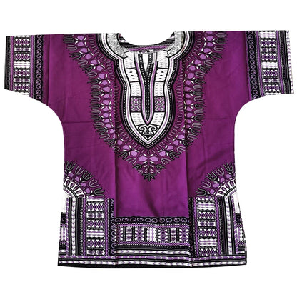 African Dashiki Cotton T-Shirt - Traditional Printed Unisex Fashion Top with Vibrant Ethnic Style Design