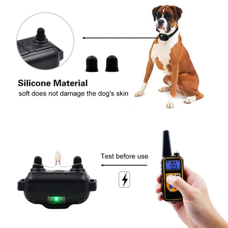 Waterproof Electric Dog Training Collar with Remote – Rechargeable Anti-Bark Control Device for All Dog Sizes