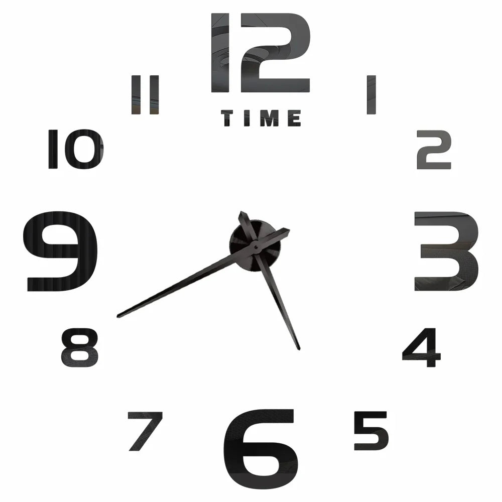 3D DIY Wall Clock - Modern Acrylic Mirror Sticker Quartz Clock For Living Room Decor With Silent Movement