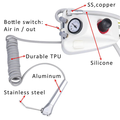 Portable Dental Turbine Unit – Works with Air Compressor, 3-Way Syringe, 2/4 Holes, Teeth Whitening Dentistry Equipment