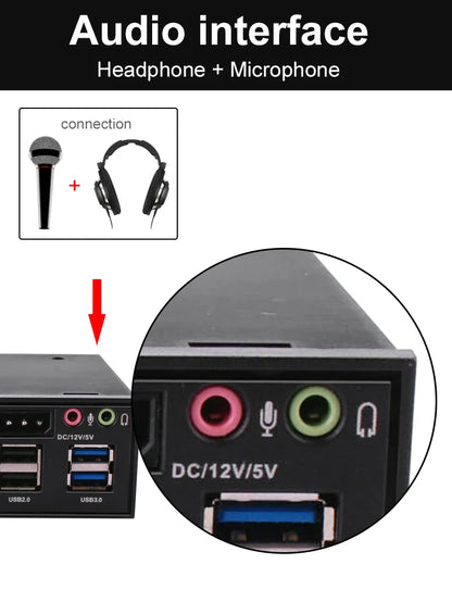DeepFox 5.25" Media Dashboard Card Reader – USB 2.0/3.0, e-SATA, SATA Front Panel for Optical Drive Bays