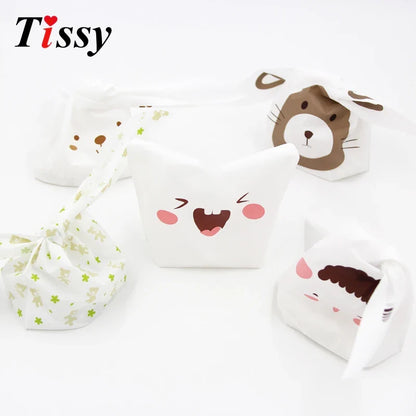 Cute Rabbit Ear Cookie and Candy Gift Bags - 10/50pcs/lot for Biscuits, Snacks, Baking Package, and Event Party Supplies