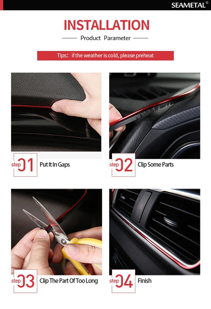 SEAMETAL Car Interior Molding Trim Strips – Flexible Anti-Scratch 5m Decoration Line for Dashboard & Car Styling Accessories