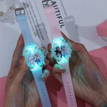 Disney Frozen Princess Kids Watch - Girls' Luminous LED Colorful Wristwatch for Students & Ladies