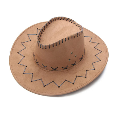 Western Cowboy Hat – Faux Leather Fedora for Men, Women & Kids, Wide Brim Beach & Travel Cap in Black, White & Pink