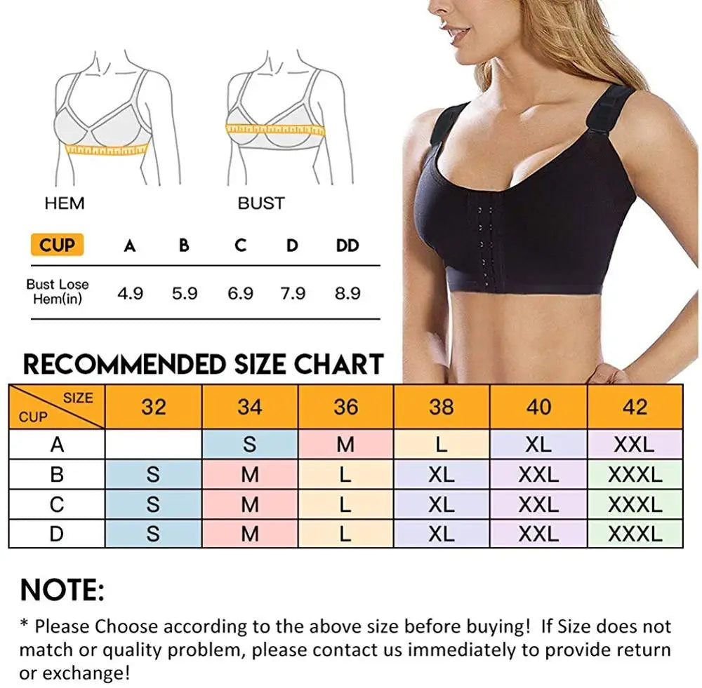 Burvogue Women’s Seamless Padded Push-Up Bra – Front Closure, Adjustable Sports & Post-Surgery Underwear