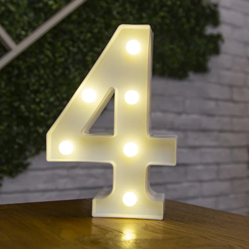 Alphabet & Number LED Lamp Night Light – Warm Battery-Powered Luminous Letter Light for Home, Wedding, Birthday & Party Decoration