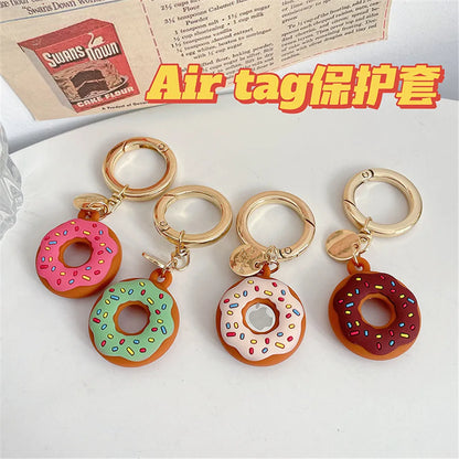 Cartoon Donut Silicone Case for Apple AirTag – Cute Protective GPS Tracker Cover for Dog Collar