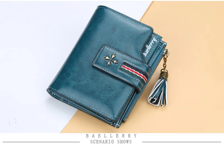Fashion Small Leather Wallet for Women — Stylish Zipper & Hasp Card Holder, High-Quality Short Credit Card Purse