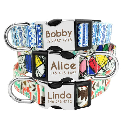 Adjustable Nylon Dog & Cat Collar – Personalized ID Collar with Engraved Name Buckle, Anti-Lost for Small, Medium & Large Pets