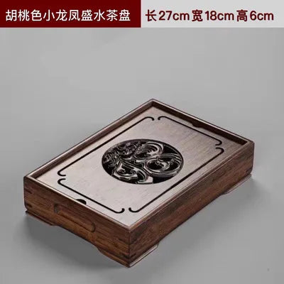 Natural Bamboo Wood Tea Tray – Rectangle Tea Set with Drainage, Water Storage Board for Chinese Tea Cups, Home Accessories